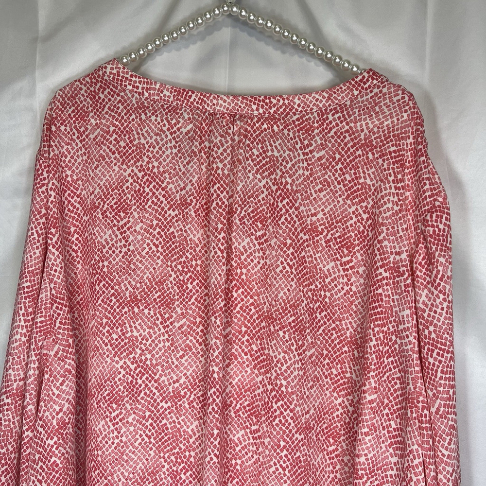 Catherines Women’s 4X Pink Geometric Beach Summer Preppy Boho Mature Blouse - Picture 5 of 10